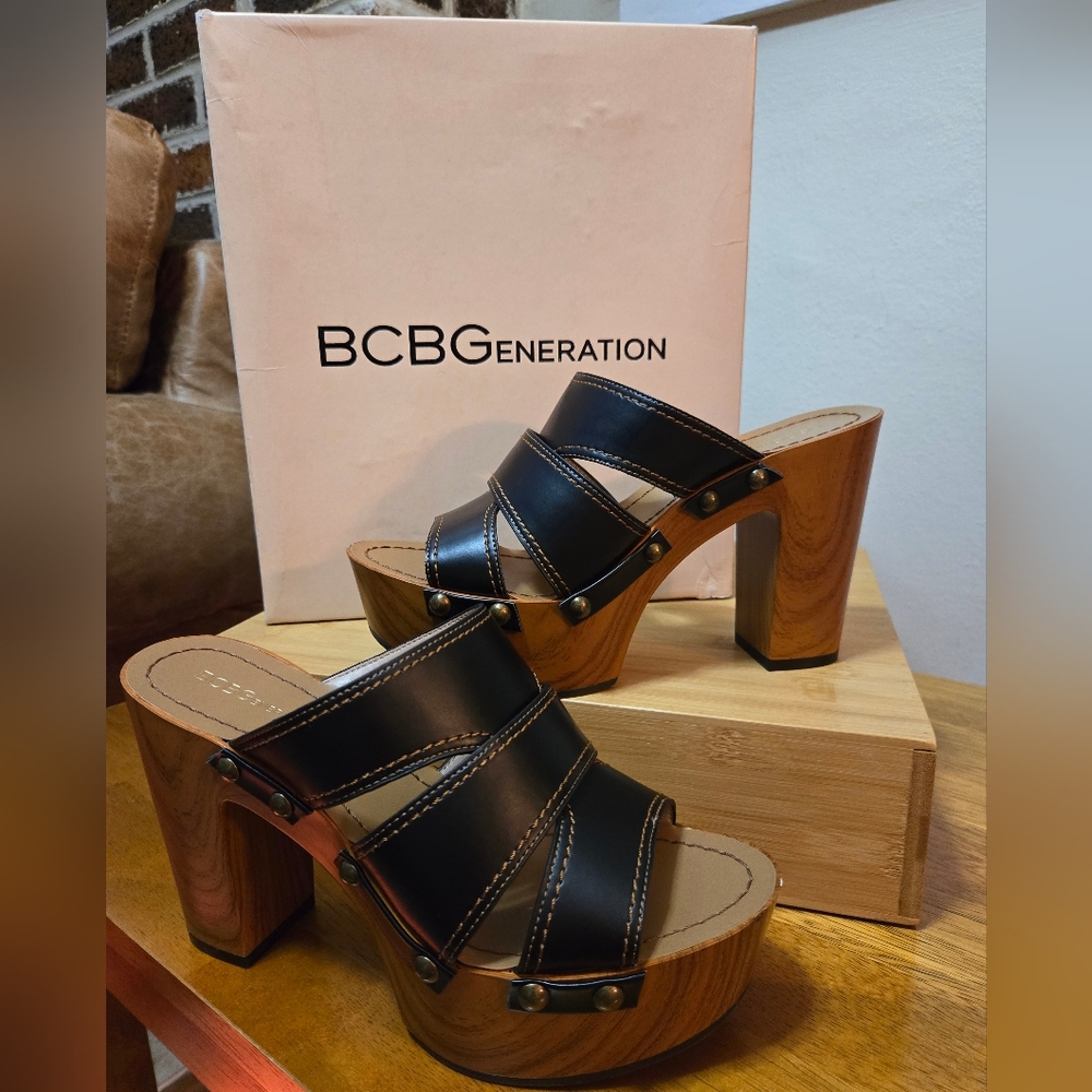 BCBGeneration Zadie Wedge Mule Black 9M